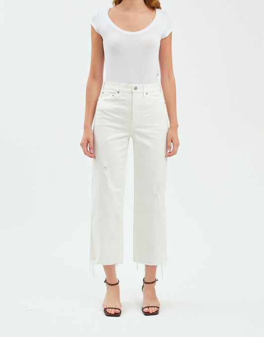 Pleaser High Rise Wide Ankle Jean in Lamb