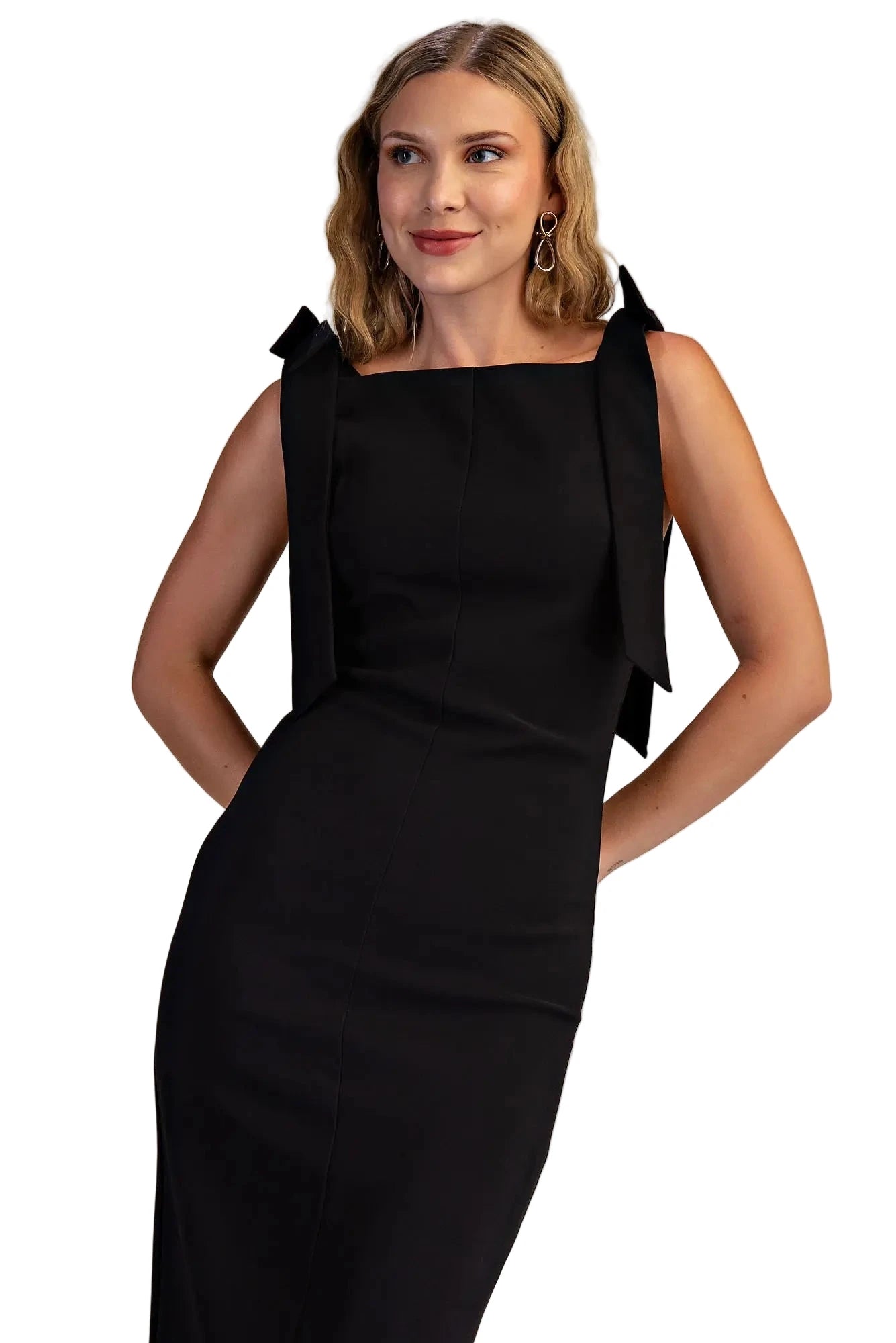 Evie Black Midi Bow Dress