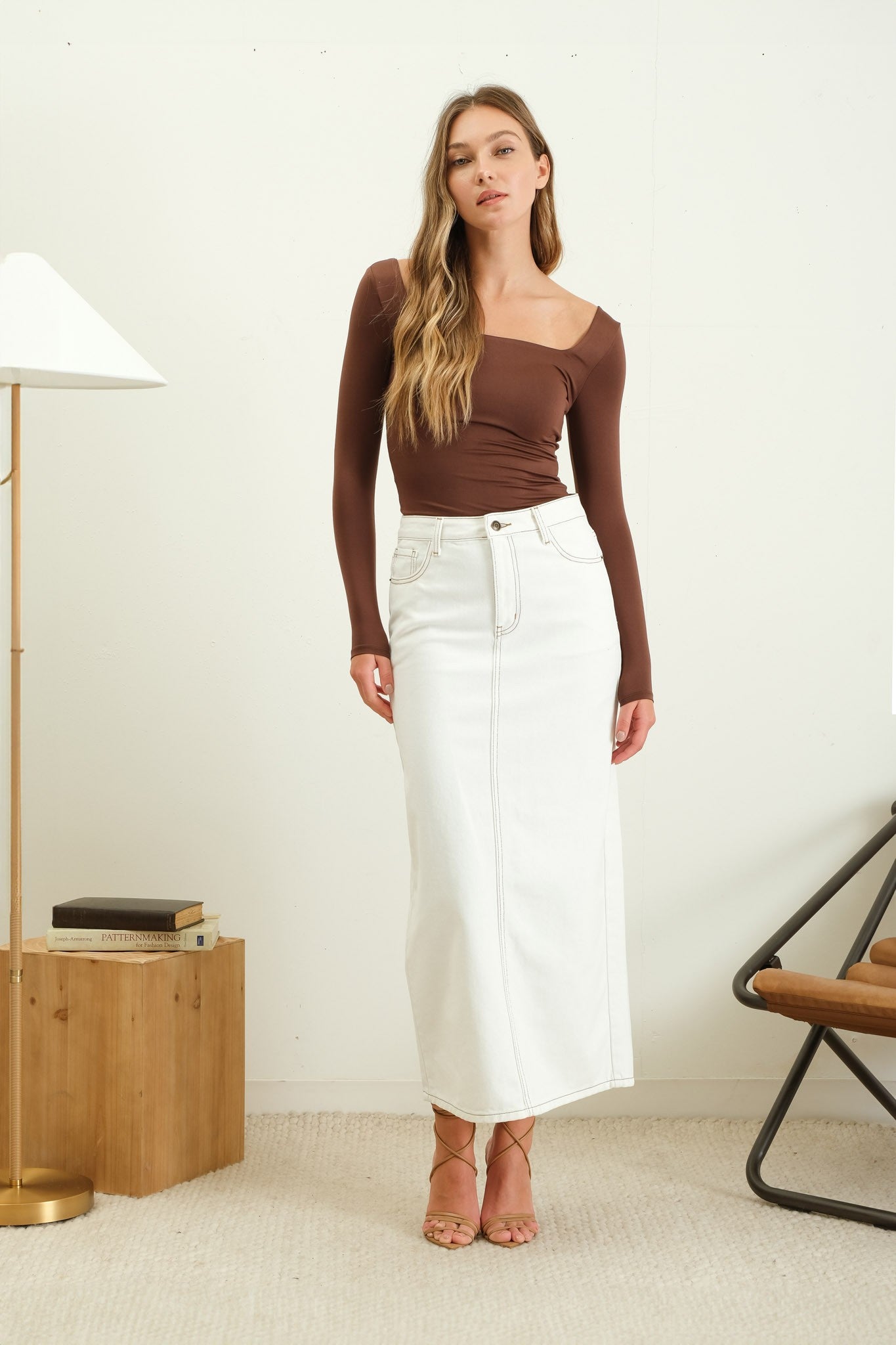 Charlotte Reversible Square Neck Long Sleeve Knit Top