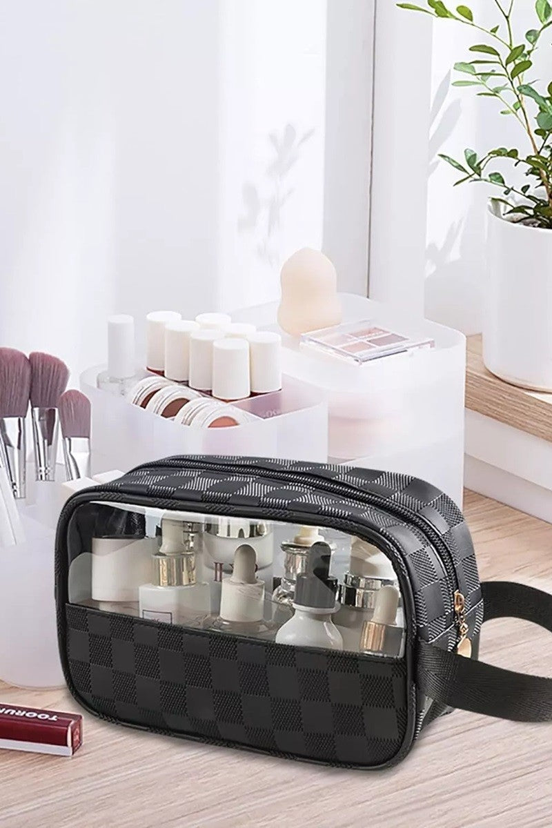 Checkered Monogram Clear Cosmetic Bag