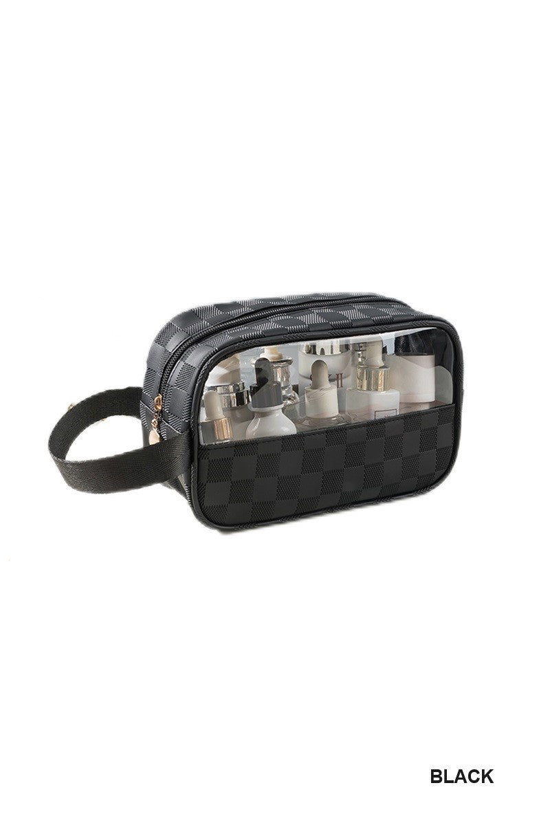 Checkered Monogram Clear Cosmetic Bag