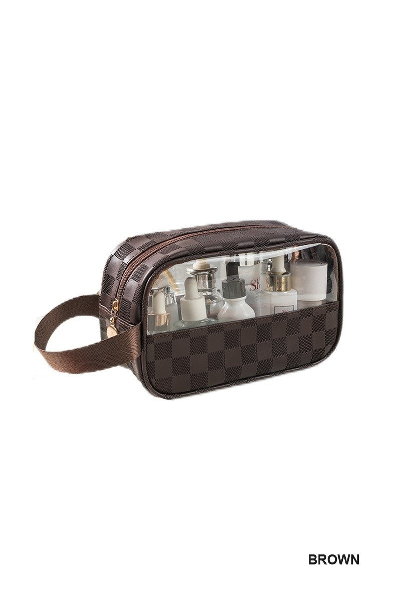 Checkered Monogram Clear Cosmetic Bag