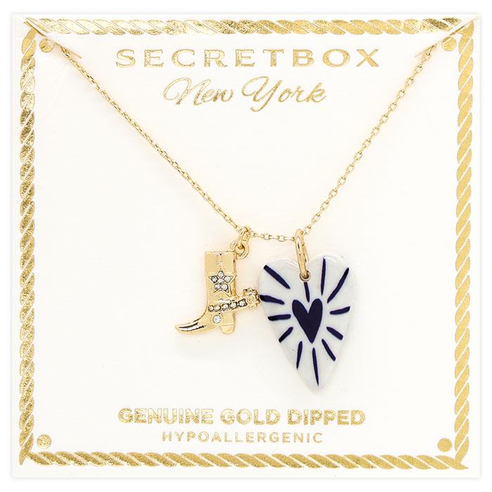 Blue Heart Ceramic Necklace with Boot Charm