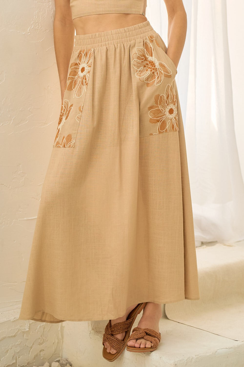 Wrenlee Embroidery Smocked Back Top