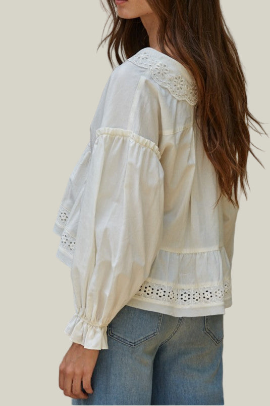 Willowisp Eyelet Collared Top