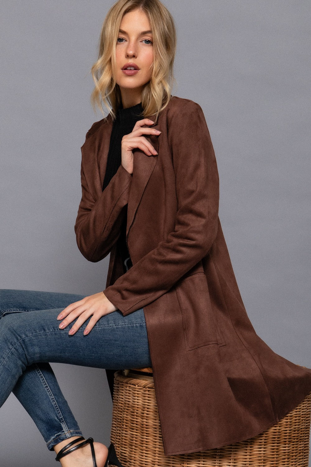 Nora Big Collar Faux Suede Jacket