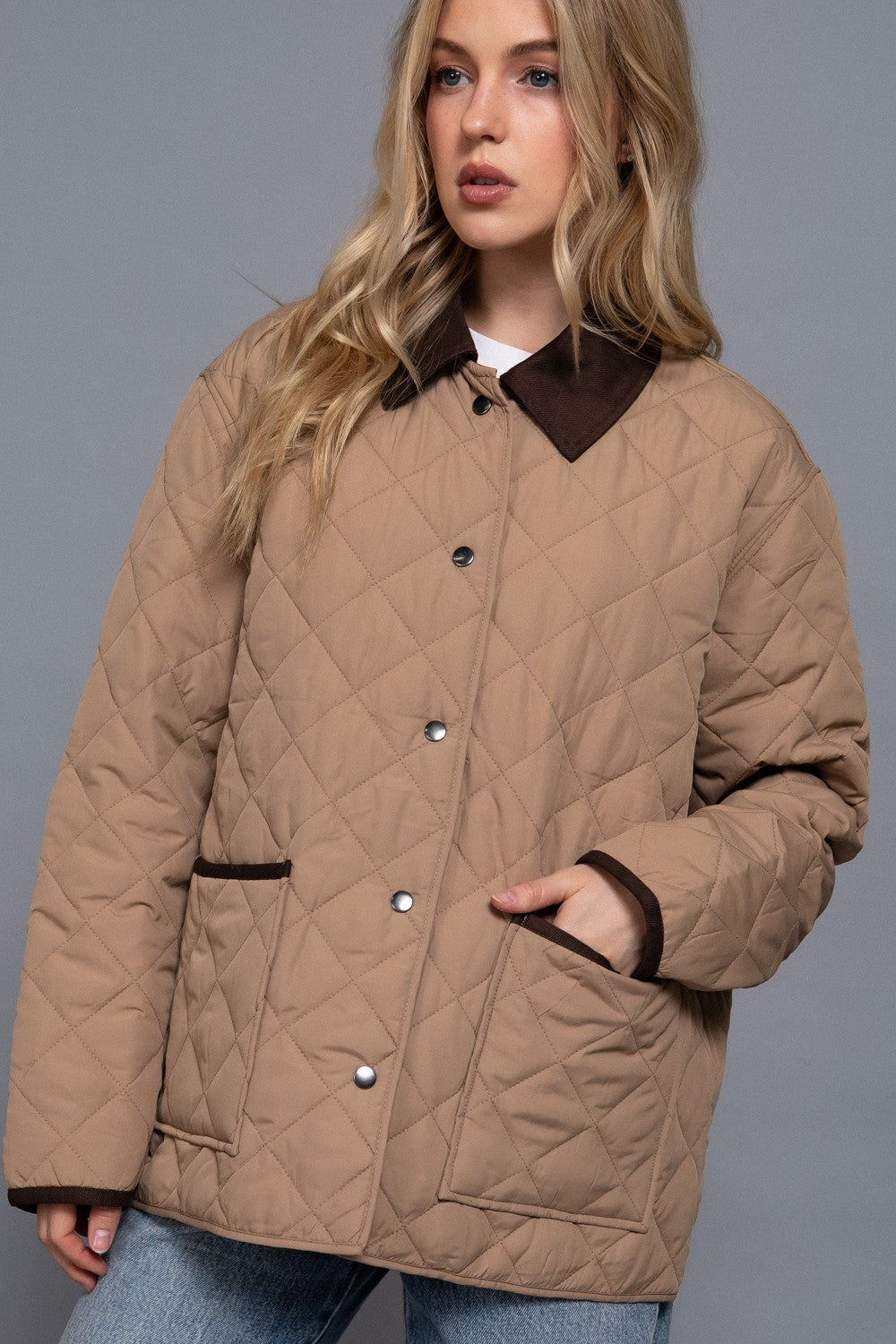 Tilly Lapel Collar Quilted Puffer Work Jacket