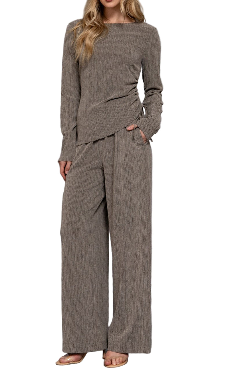 Marisa 2-tone Texture Knit Long Pants