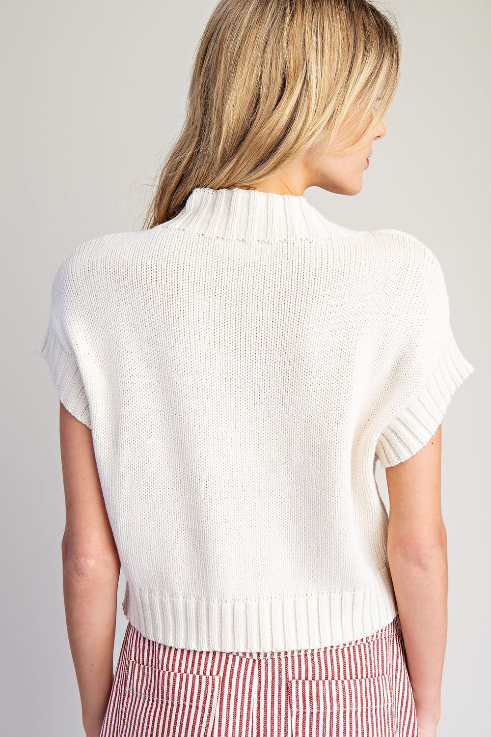 Christmas Candy Cane Short Sleeve Sweater