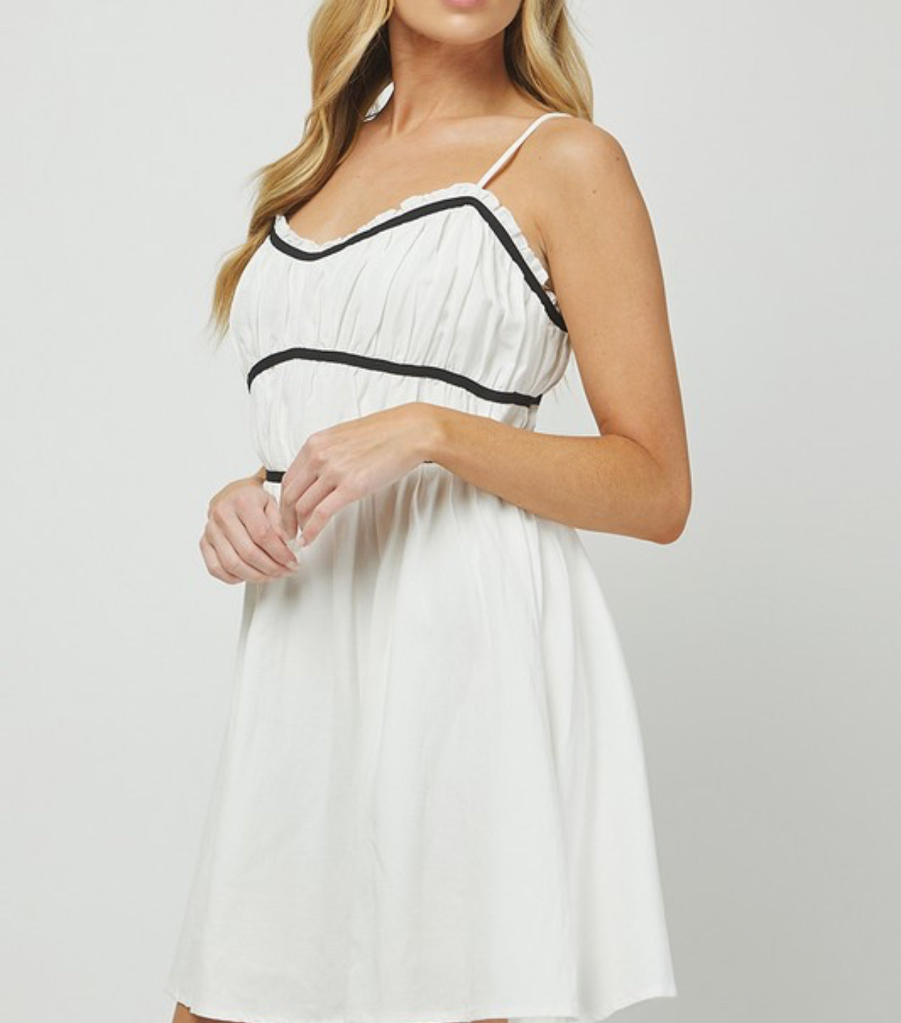 Lenny Off White Smocked Mini Dress
