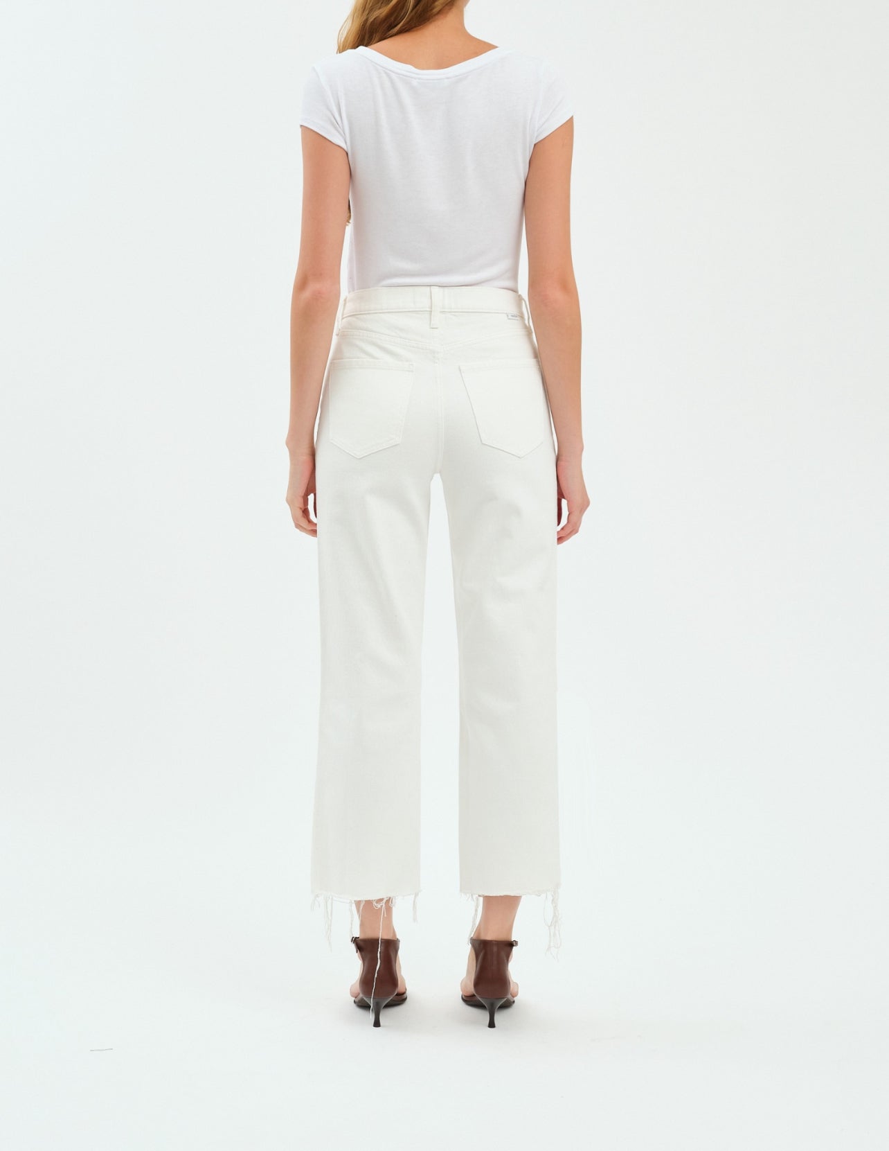 Pleaser High Rise Wide Ankle Jean in Lamb