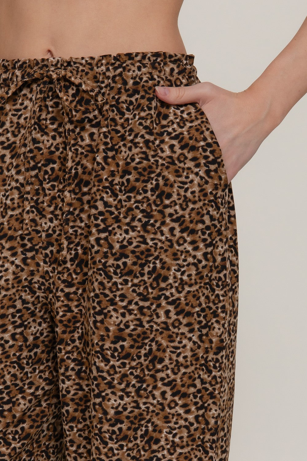 Misty Leopard Elastic Waist Pant