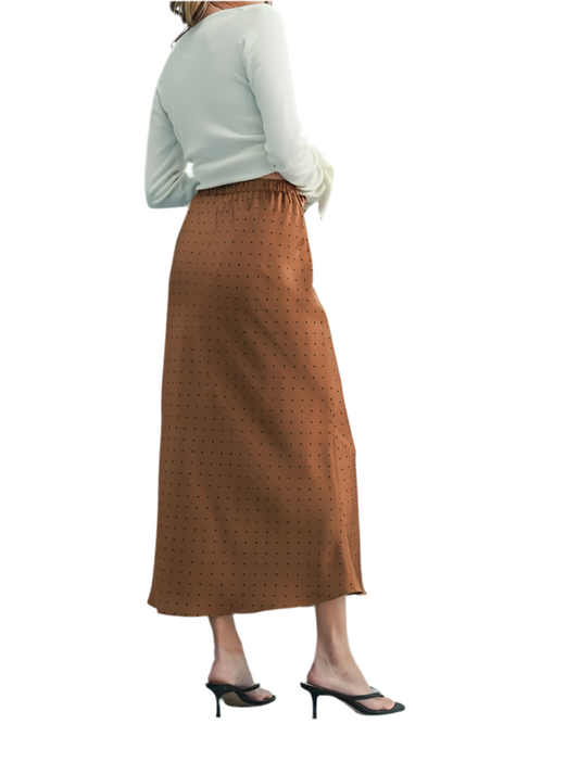 Fran Polka Dot Satin Midi Skirt