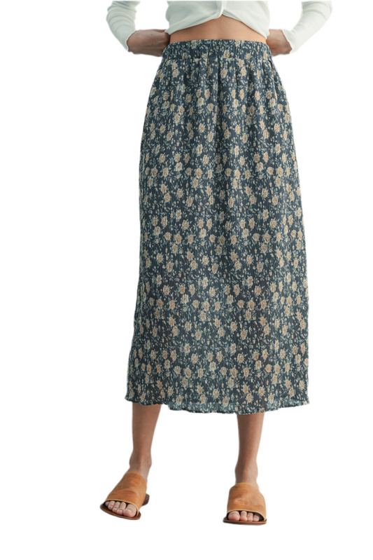 Thea Floral Crinkle Midi Skirt