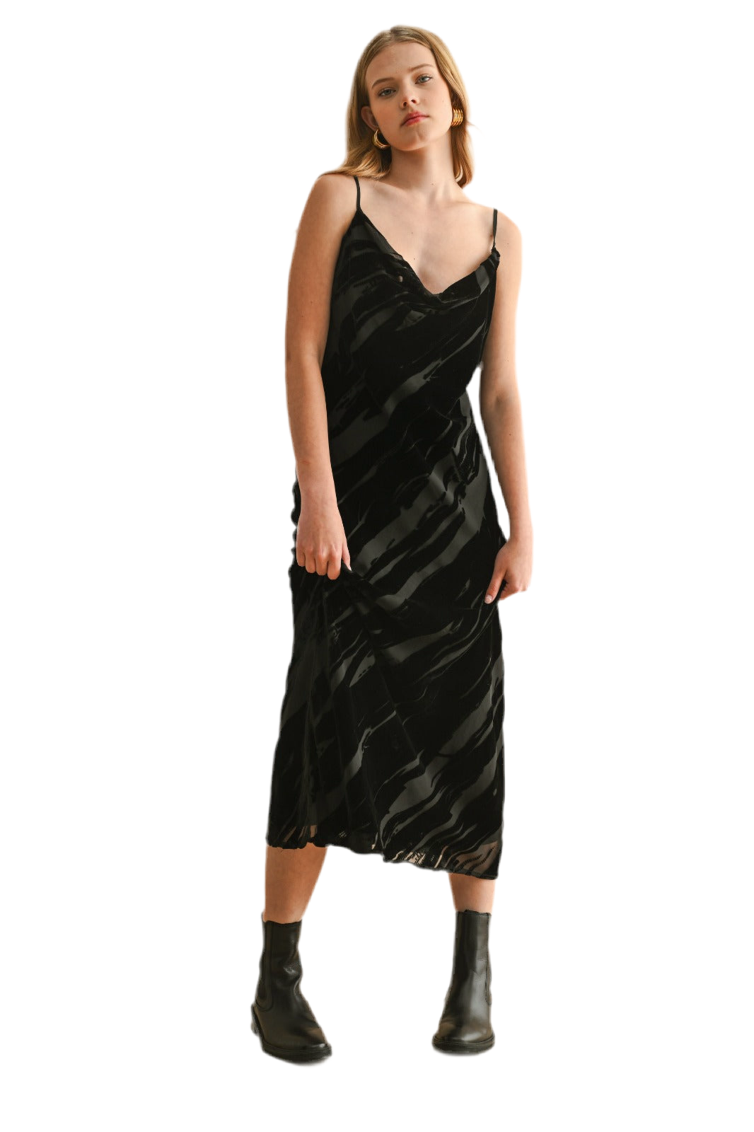 Sandie Suede Tuxtured Fabric Long Dress