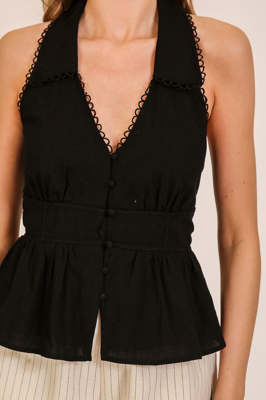 Bri Scalloped Edge Halter Top