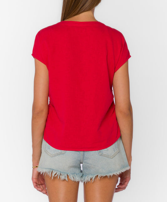 Alena Short Sleeve Button front Knit Top