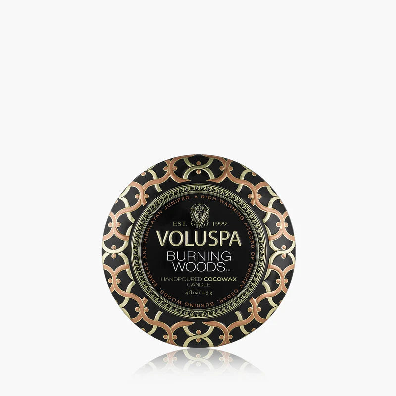 Voluspa Burning Woods Mini Tin Candle 4oz
