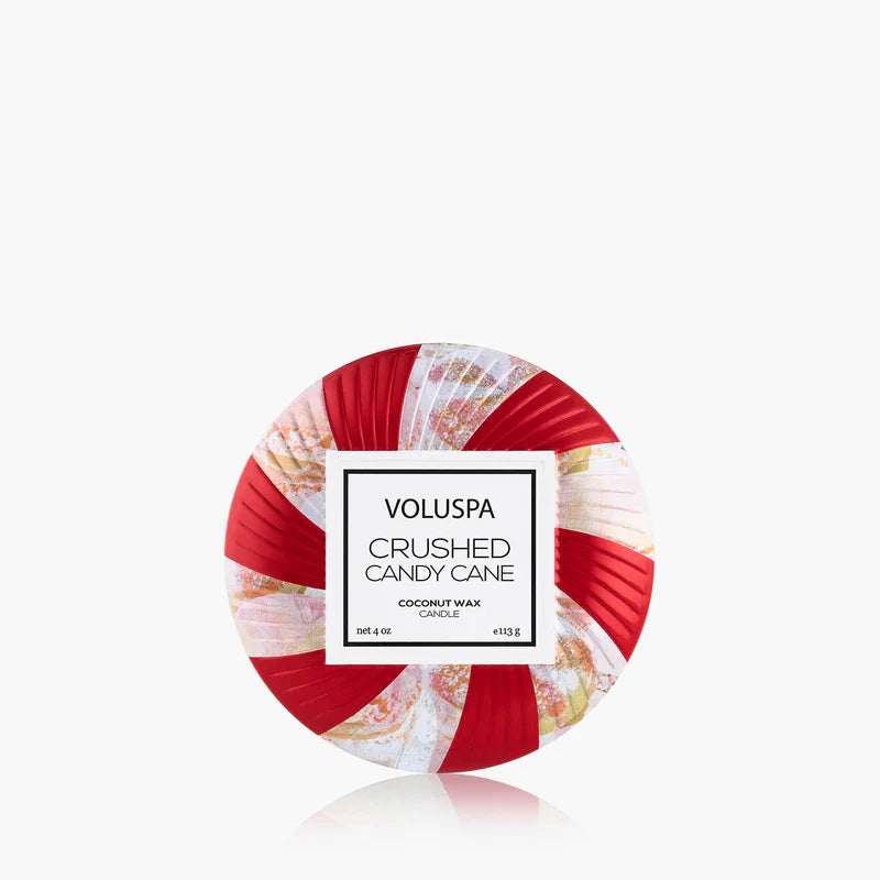 Voluspa Crushed Candy Cane Mini Tin Candle 4oz