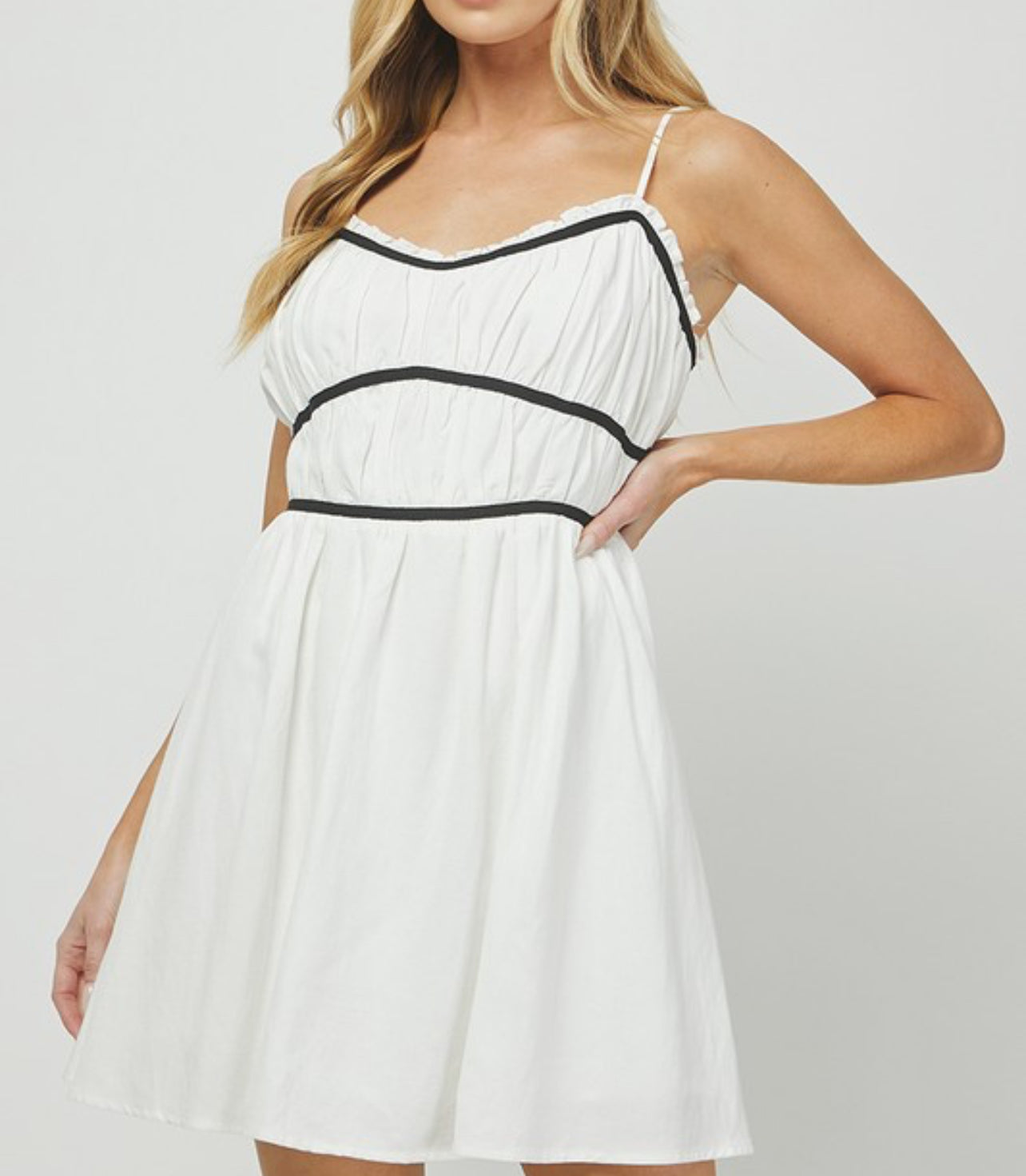 Lenny Off White Smocked Mini Dress
