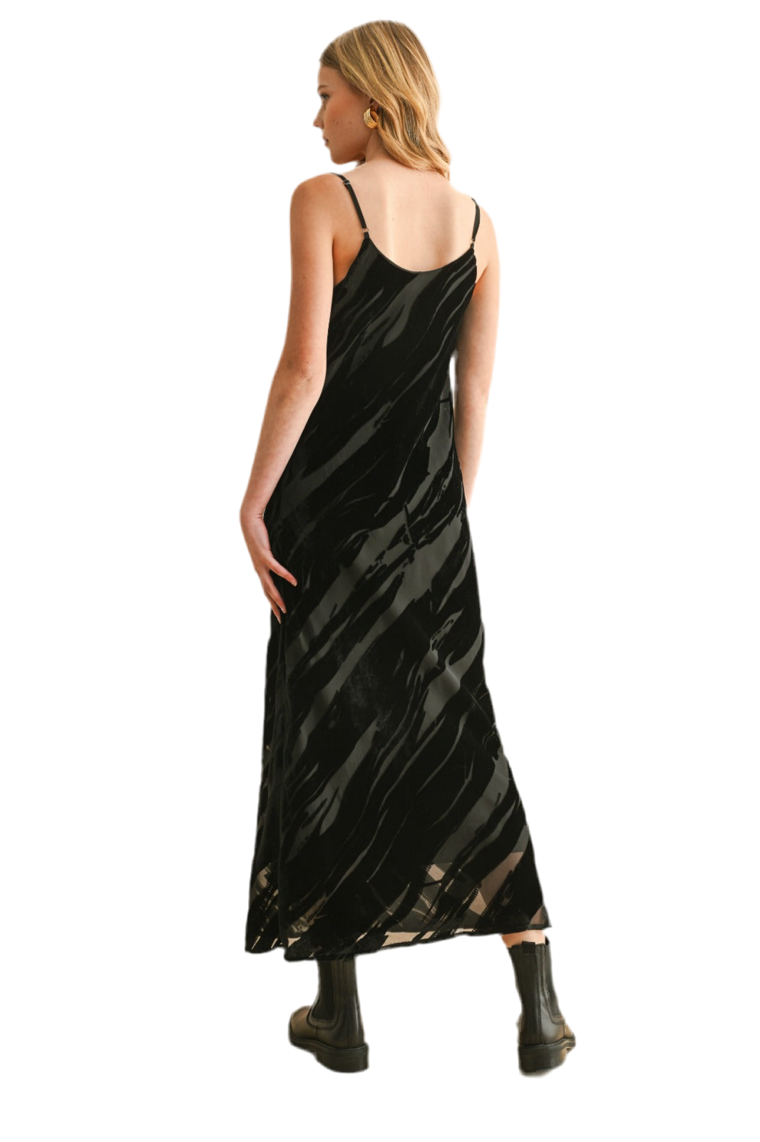 Sandie Suede Tuxtured Fabric Long Dress
