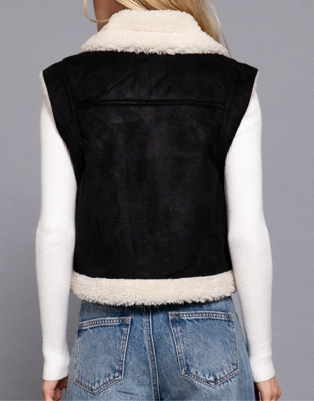 Ellie Faux Suede Inner Fur Zip Up Vest