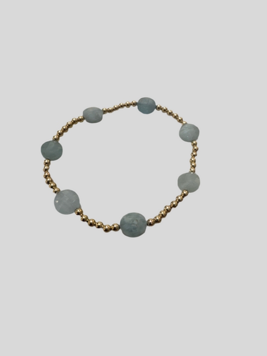 admire gold 3mm bead bracelet - aquamarine by enewton