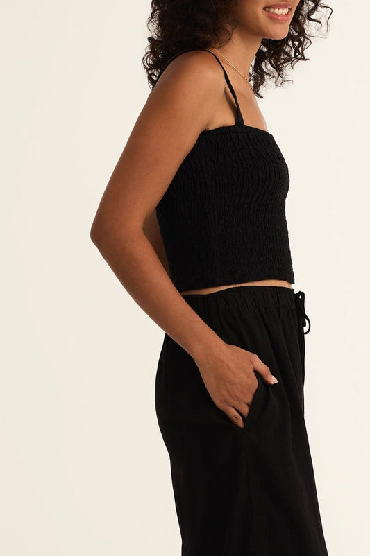 Amelie Smocked Linen Crop Tank