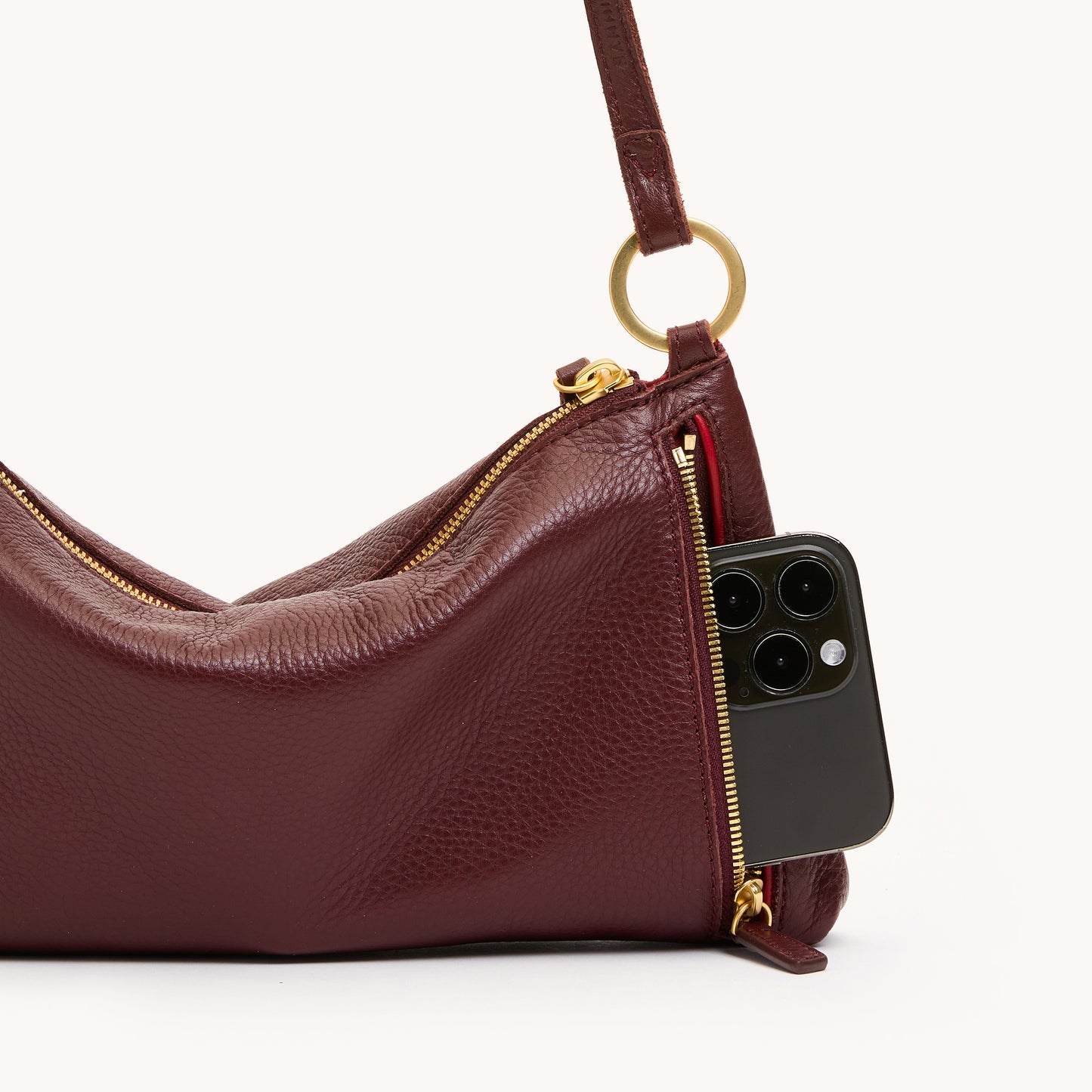 Hammitt| Kyle Leather Shoulder Bag in Cherrywood Pebble