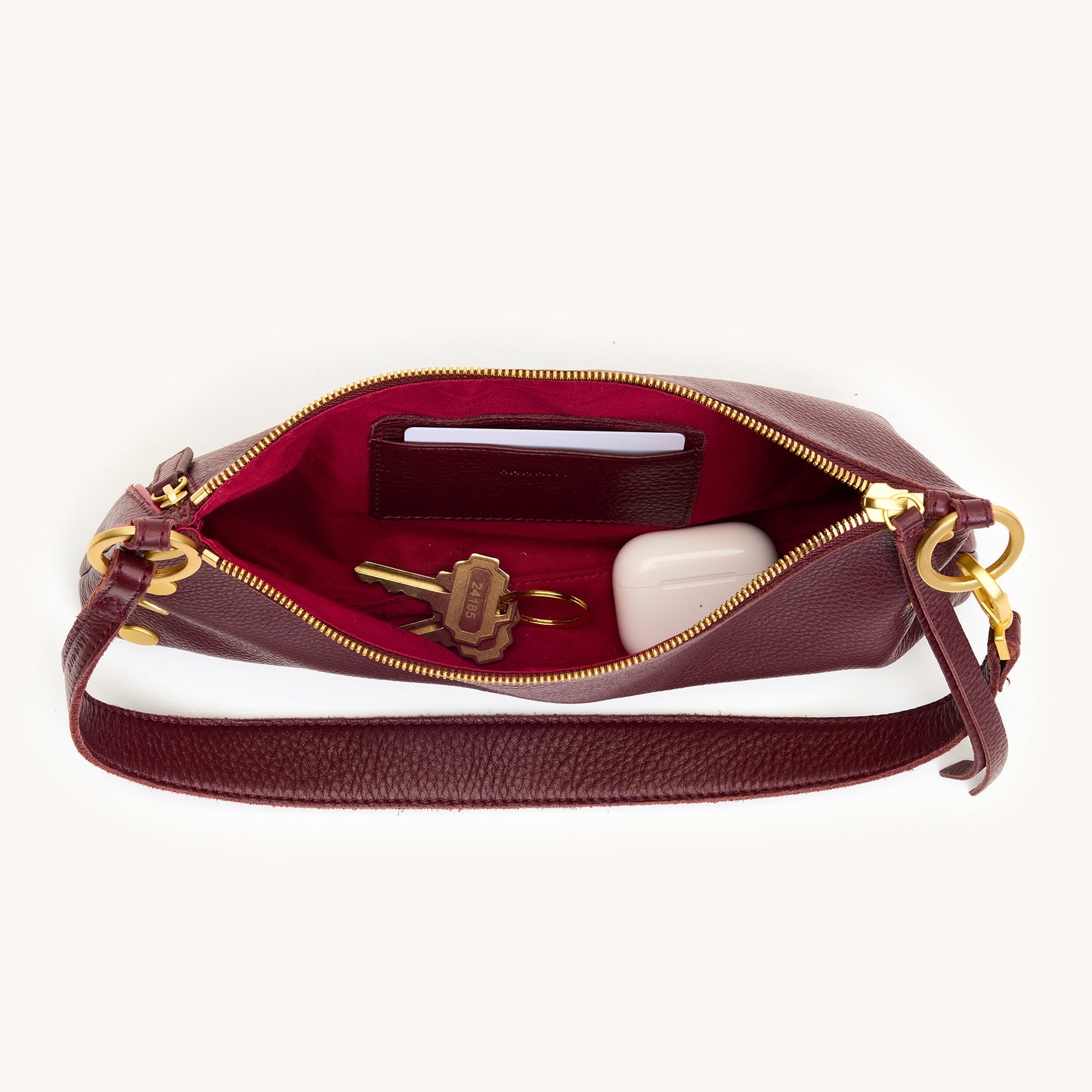 Hammitt| Kyle Leather Shoulder Bag in Cherrywood Pebble