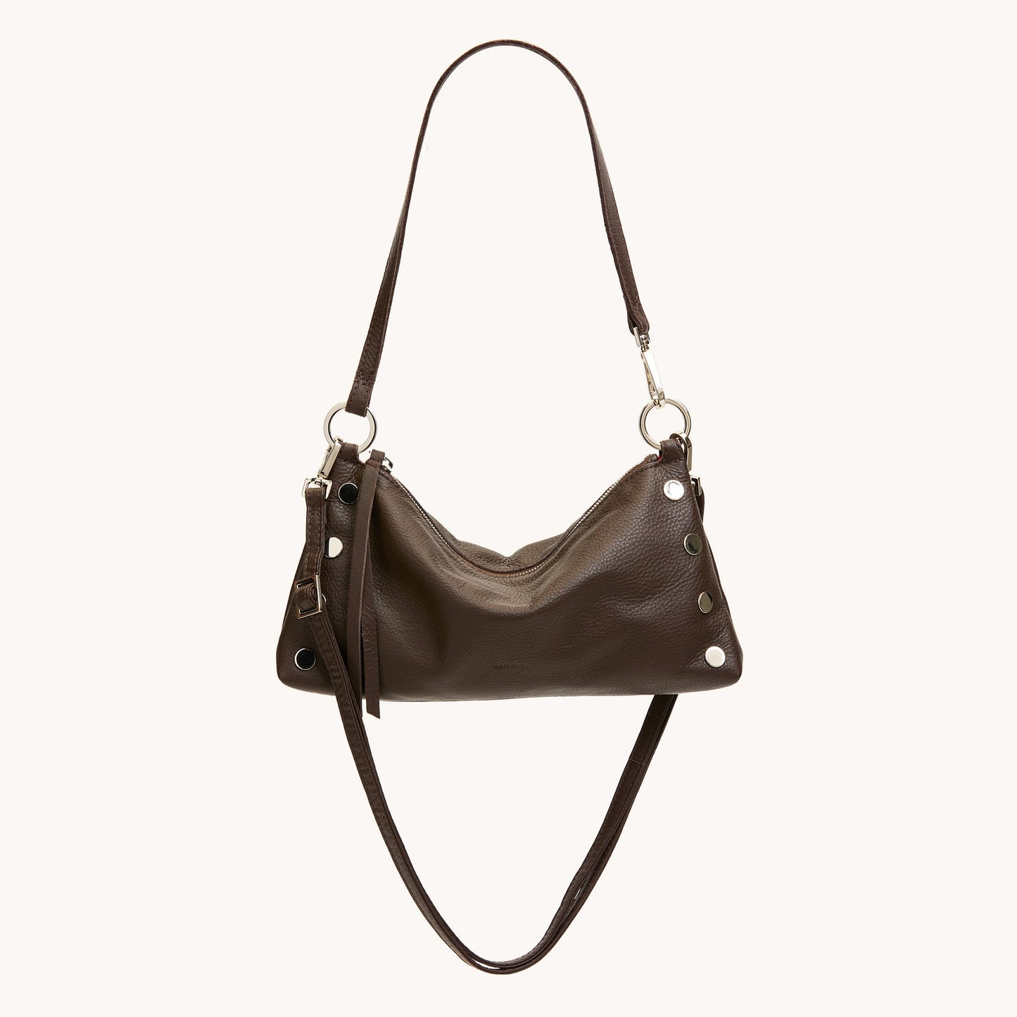 Hammitt | Kyle Leather Shoulder Bag in Espresso Pebble/Silver