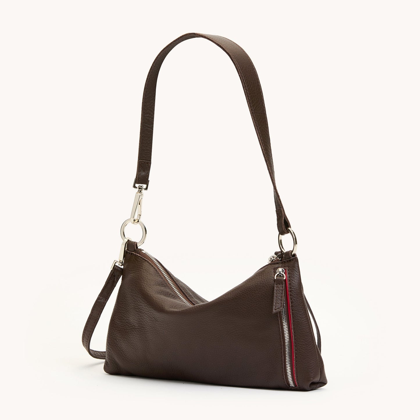 Hammitt | Kyle Leather Shoulder Bag in Espresso Pebble/Silver
