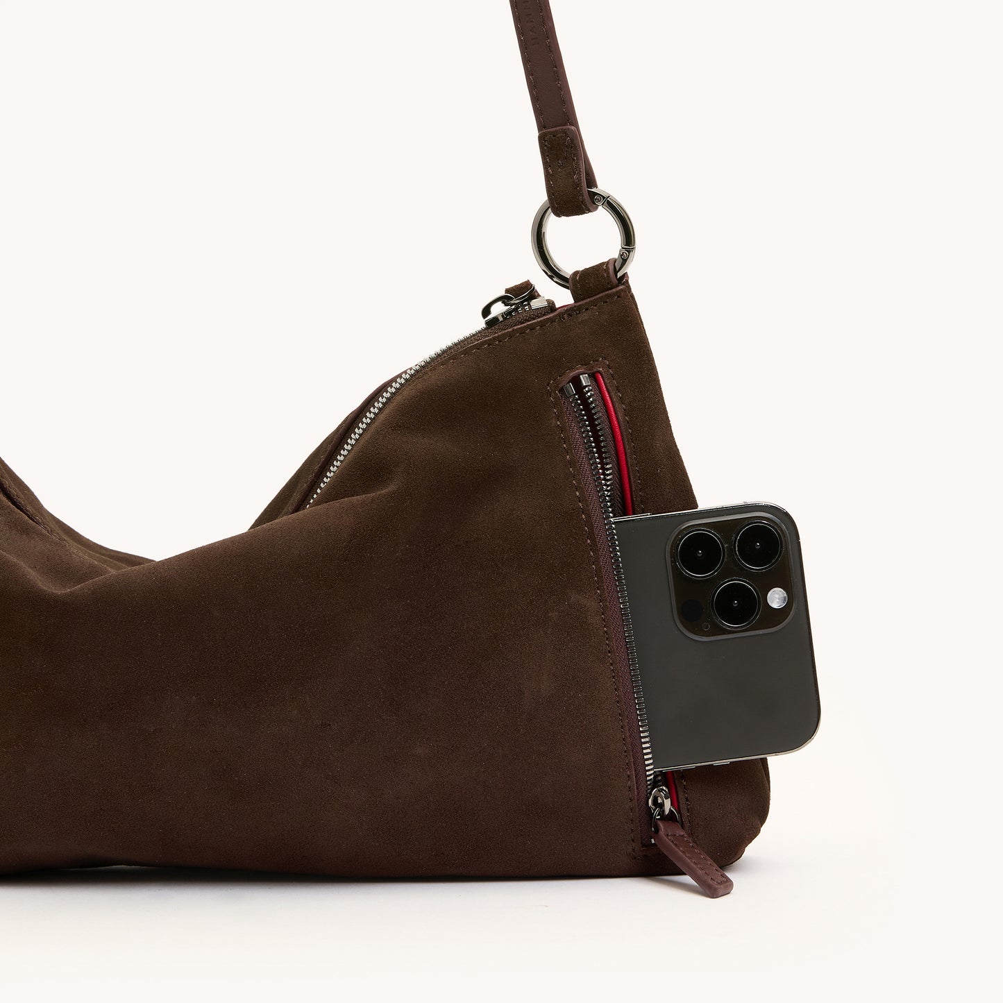 Hammitt| Kyle Medium Shoulder Bag Belted Suede/Gunmetal