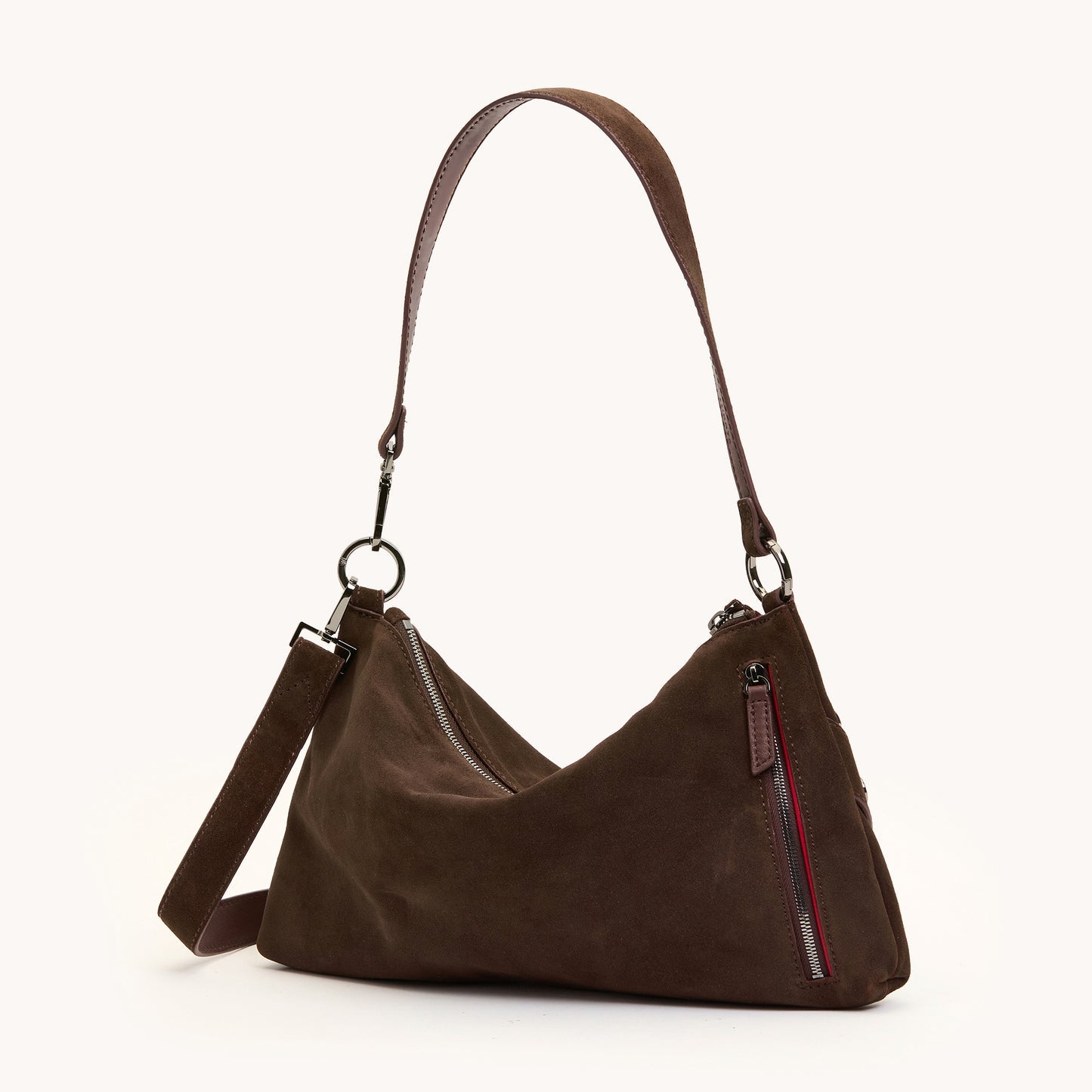 Hammitt| Kyle Medium Shoulder Bag Belted Suede/Gunmetal