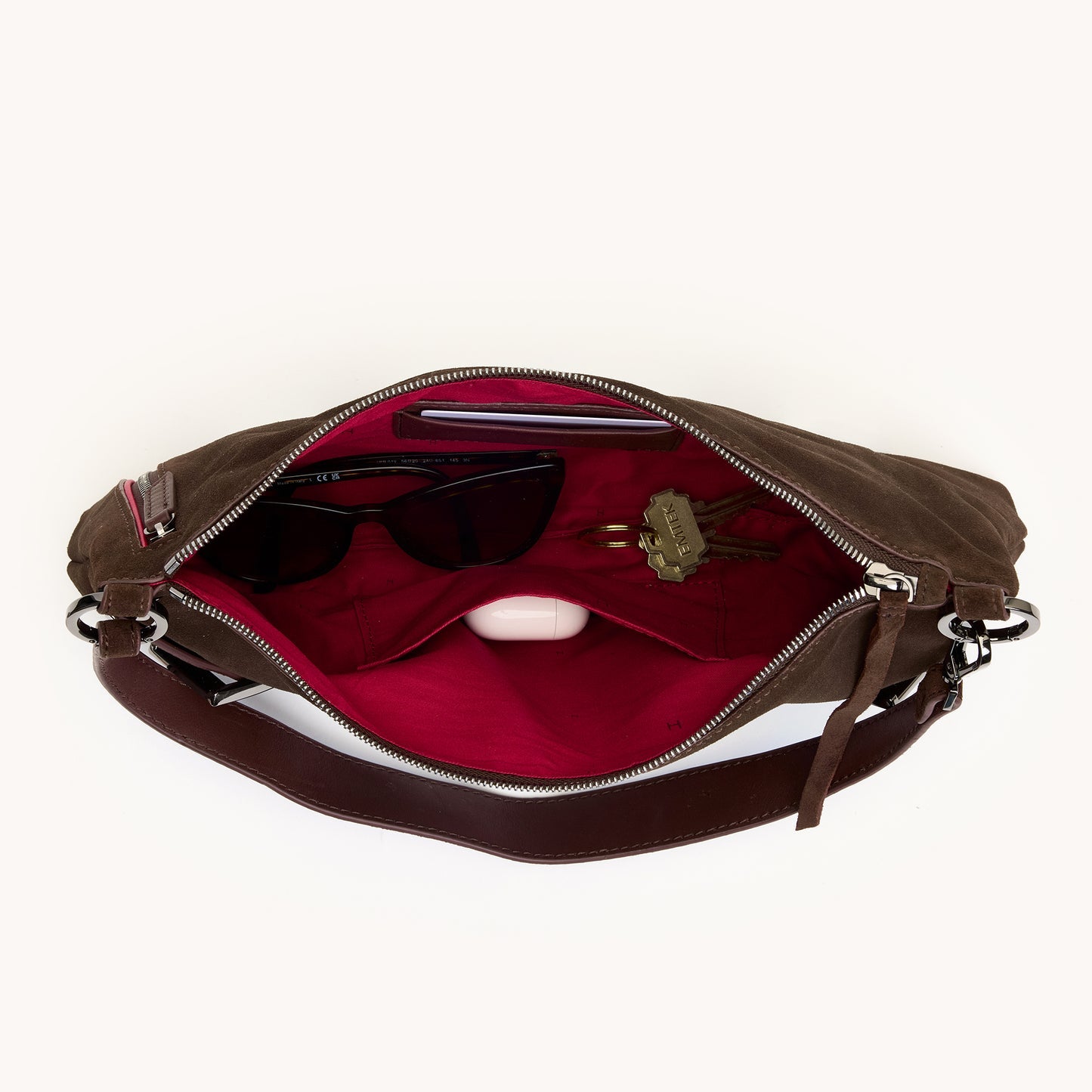 Hammitt| Kyle Medium Shoulder Bag Belted Suede/Gunmetal