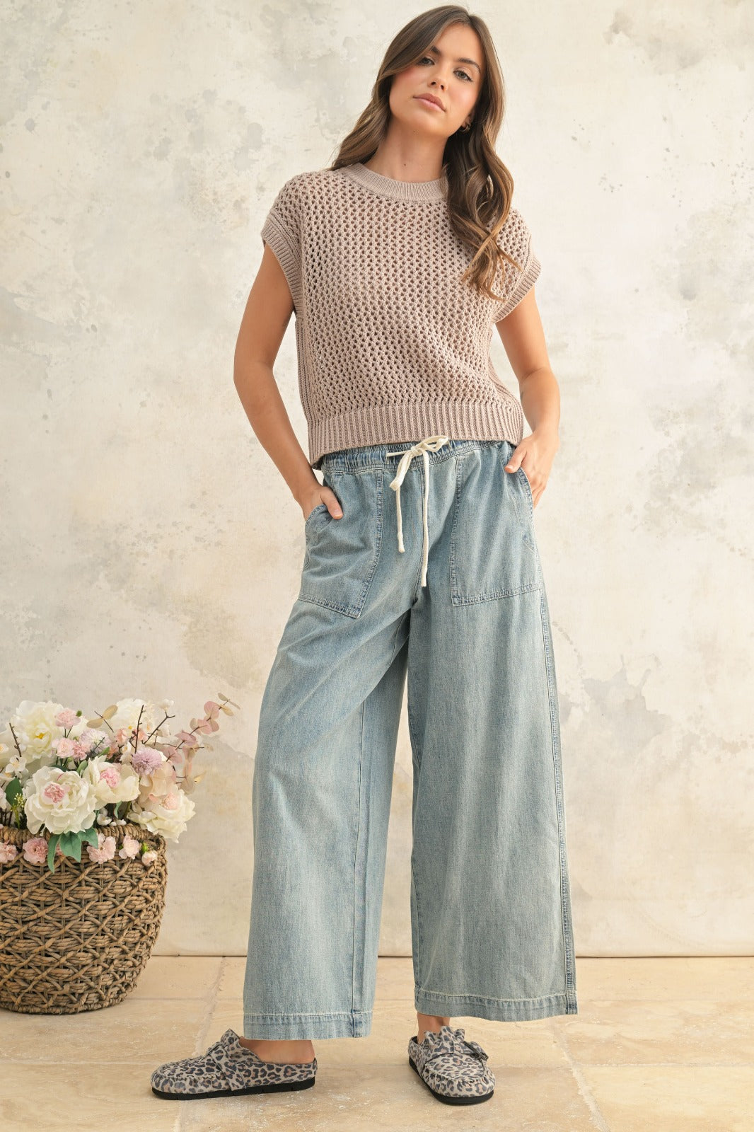 Charles Elastic Band Denim Pants