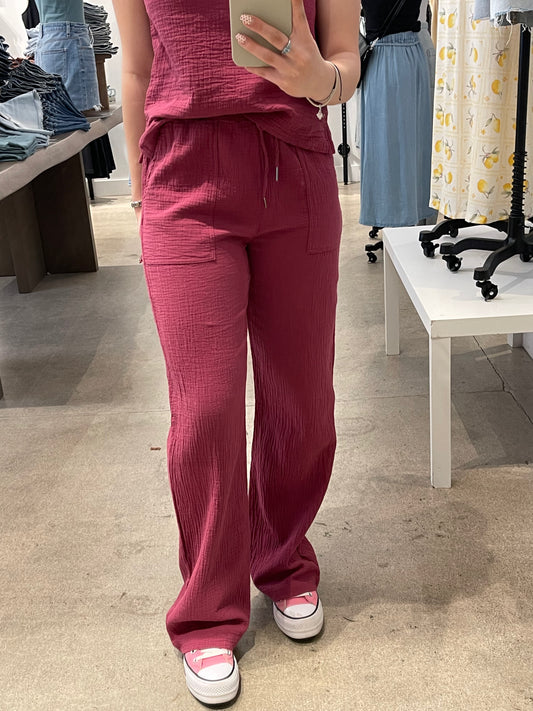 Bobi Beach Gauze Wide Leg Waistband Pant