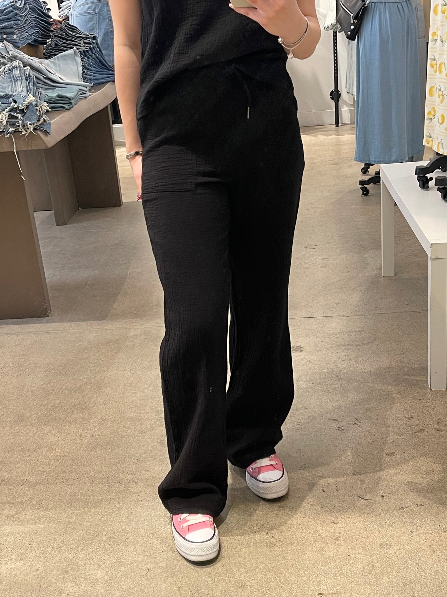Bobi Beach Gauze Wide Leg Waistband Pant
