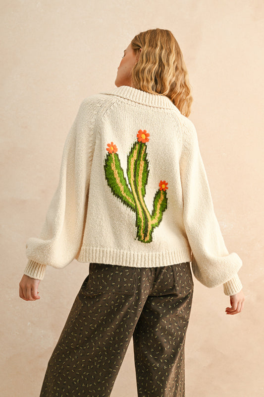 Sam Cactus Button Front Sweater Cardigan