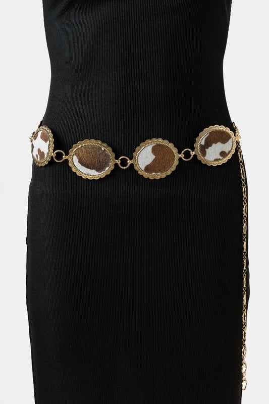 Rodeo Chic Cowhide Disc Western Chain Belt