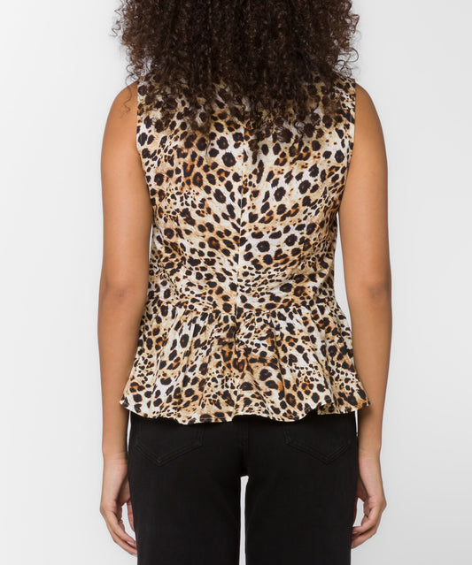 Rosalee Sleeveless Leopard Skin Top By Velvet Heart