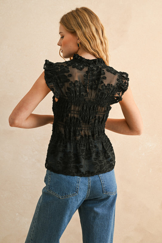 Char Velvet With Lace Combo Top