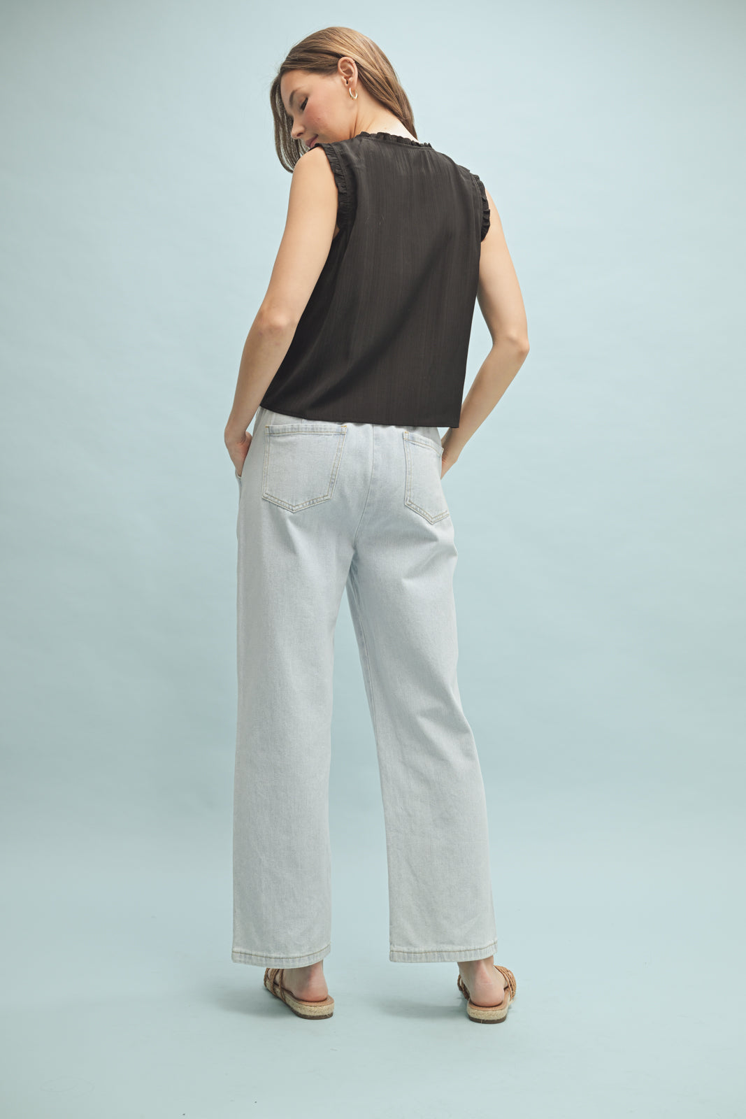 Pearla Sleeveless Floral Trim Top