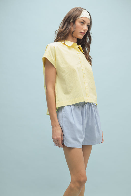 Taffy Short Sleeve Button Up Top