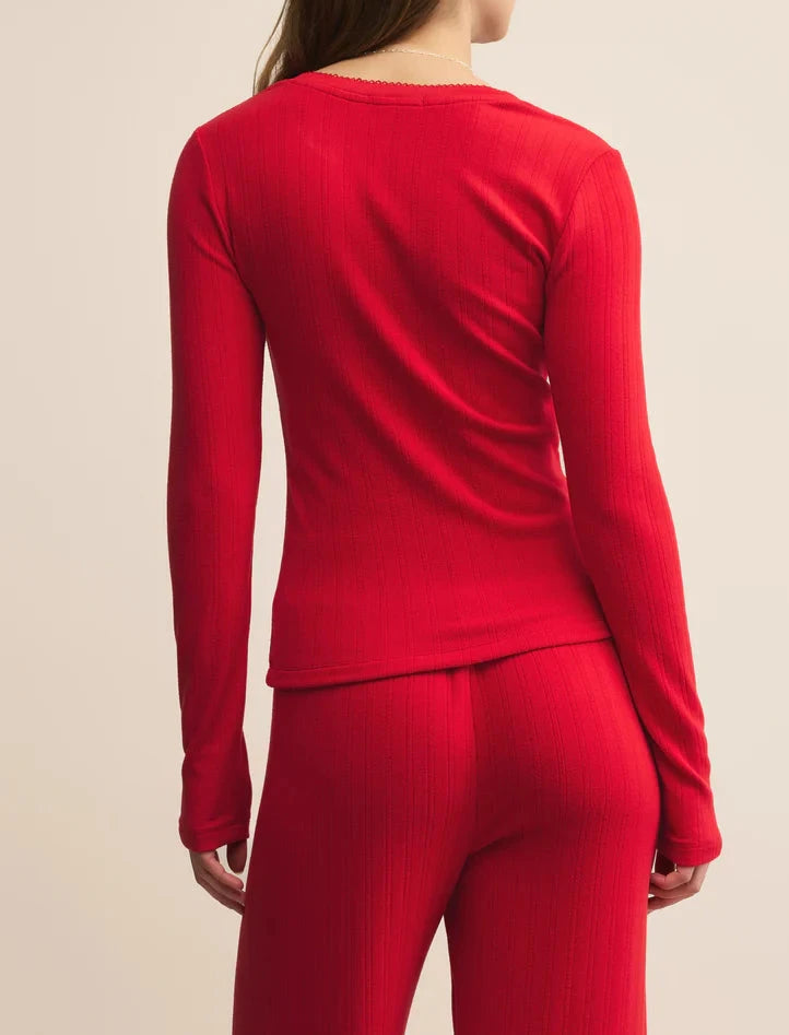 Z Supply Holly Pointelle Long Sleeve Top