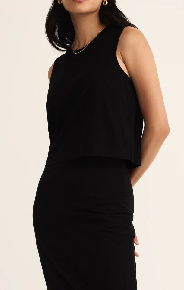 Sloane Cotton Jersey Tank - True Black