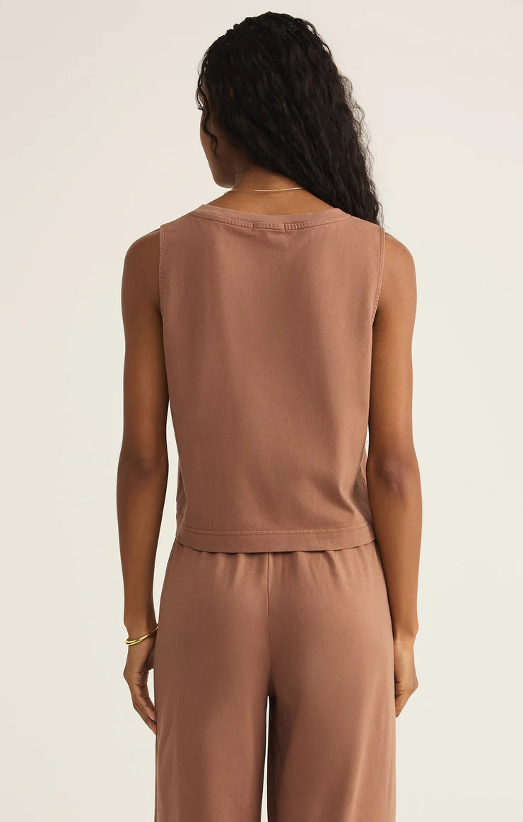 Sloane Sleeveless V-Neck Top - Teakwood