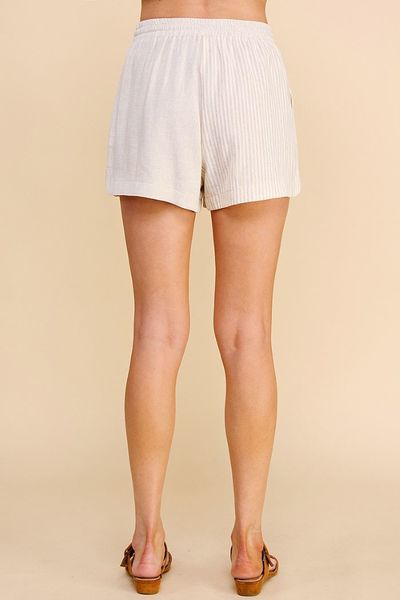Iris Natural Colorblock Linen Blend Shorts