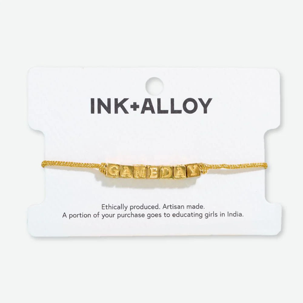 Goldie Gold Lurex Cord With Brass Letters Adjustable Gameday