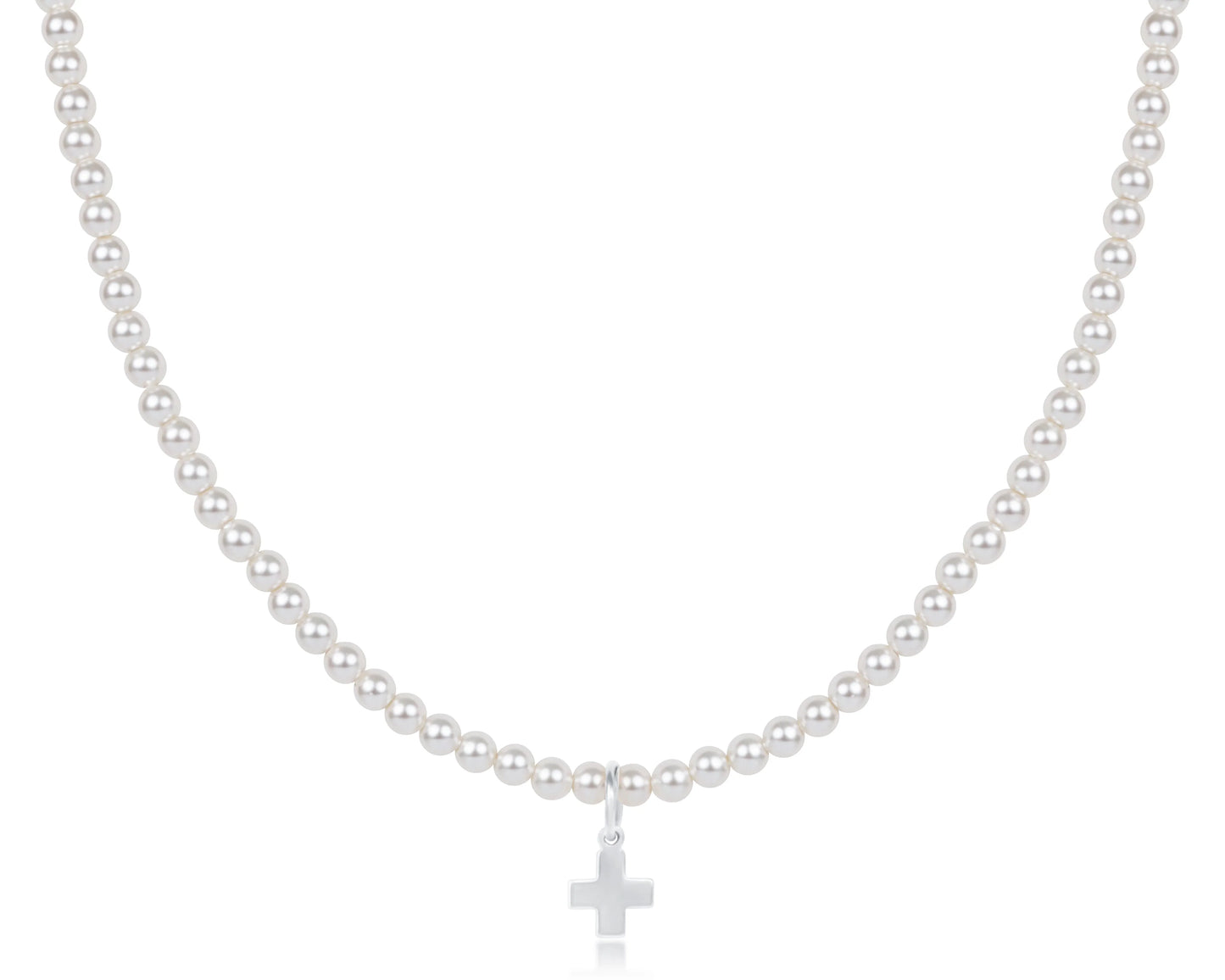 choker classic pearl 3mm bead - signature cross sterling charm by enewton